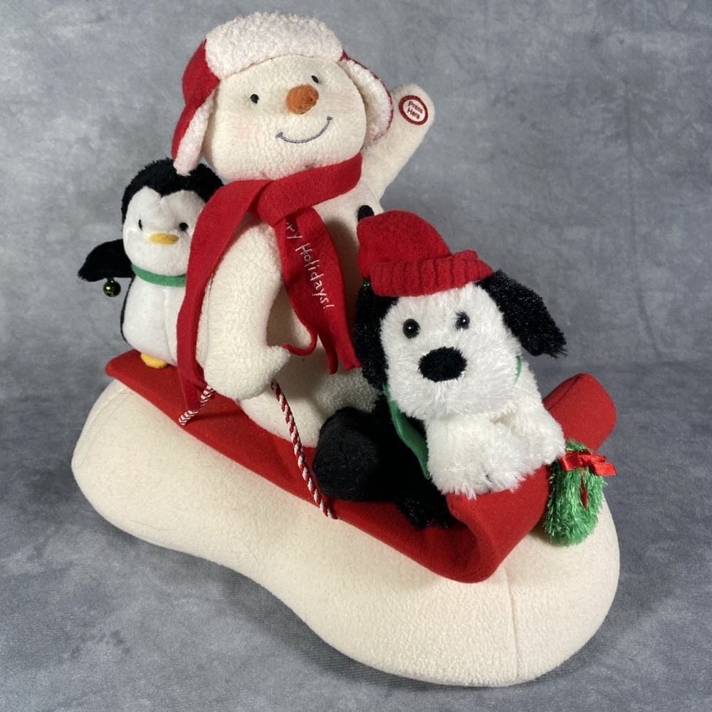 Hallmark 2007 Jingle Pals Animated Musical Snowman Penguin And Dog On A Sled